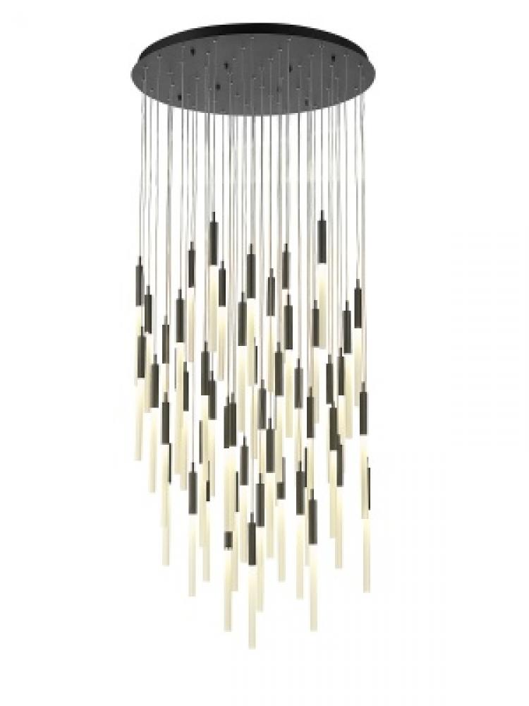 Main Street  51 Light Multi Pendant in Black with Frosted Glass