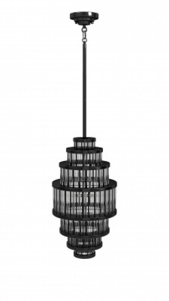 Waldorf 22" Pendant in Polished Gunmetal with Glass Rod Accents