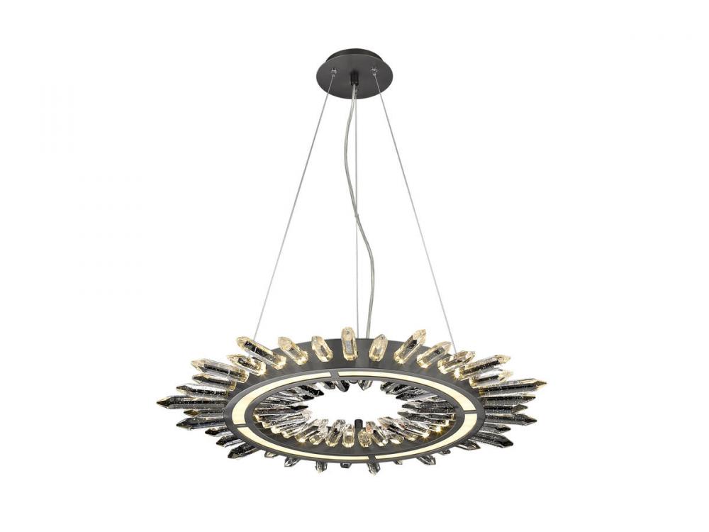 Aspen 27" LED Pendant in Dark Bronze with Bubbled Crystal Accent
