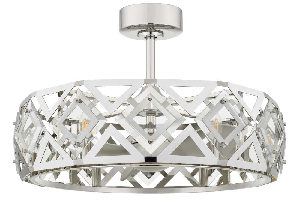 Remote controlled dimmable 8W LED E12 x 6. 6 speed Bari Ultra Quiet Fan light