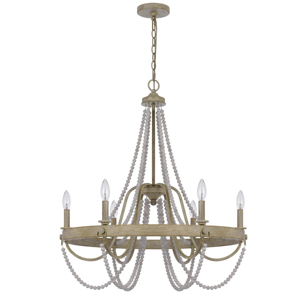 60W X 6 Macon Beaded Metal Chandelier