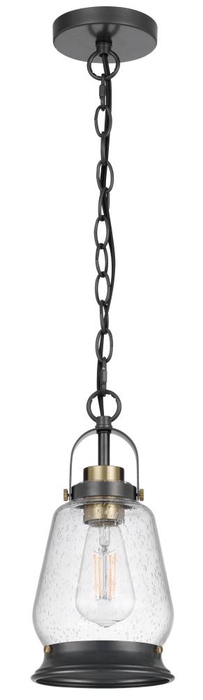 12.87 In. Height Black Metal Pendant with Clear