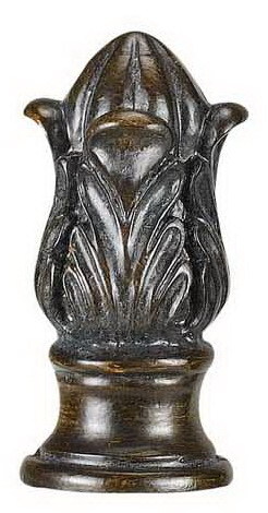 1.5" Height Resin Finial In Dark Wood