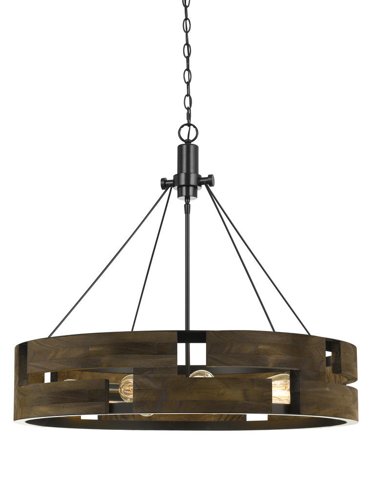 60W X 9 Bradford Metal And Wood Chandelier (Edison Bulbs Not included)