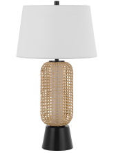 CAL Lighting BO-3219TB - 30 In. Height Wicker and Black Metal Table Lamp