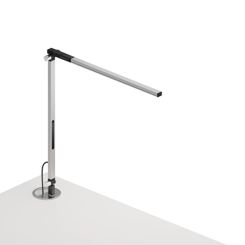 Z-Bar Solo mini Desk Lamp with grommet mount (Warm Light; Silver)