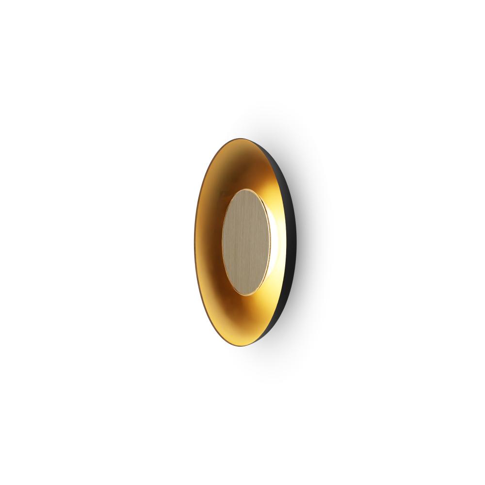 Ramen Wall Sconce 9" (White Oak) with 18" back dish (Matte Black w/ Gold Interior)
