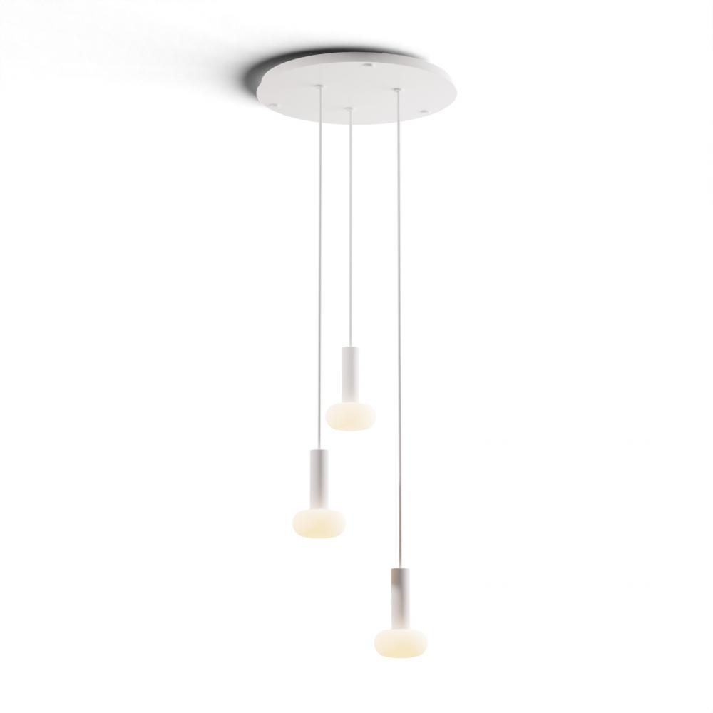 Combi Pendant 6" Circular 3 Combo Matte White with Matte White Canopy, Glass Ball attachment, Su