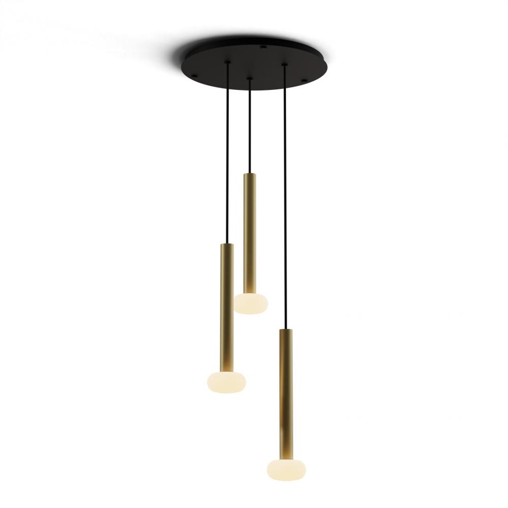 Combi Pendant 16" Circular 3 Combo Brass with Matte Black Canopy