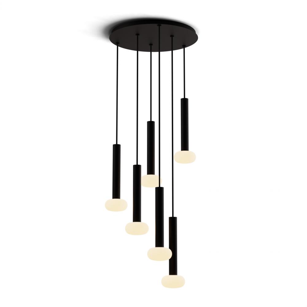 Combi Pendant 12" Circular 6 Combo Matte Black with Matte Black Canopy