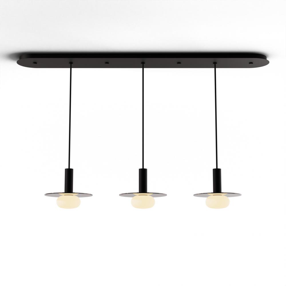 Combi Pendant 6" Linear 3 Combo Matte Black with Matte Black Canopy