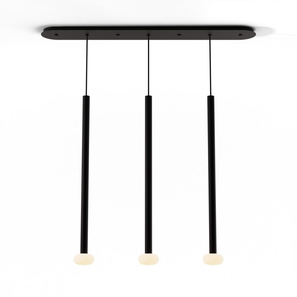 Combi Pendant 36" Linear 3 Combo Matte Black with Matte Black Canopy