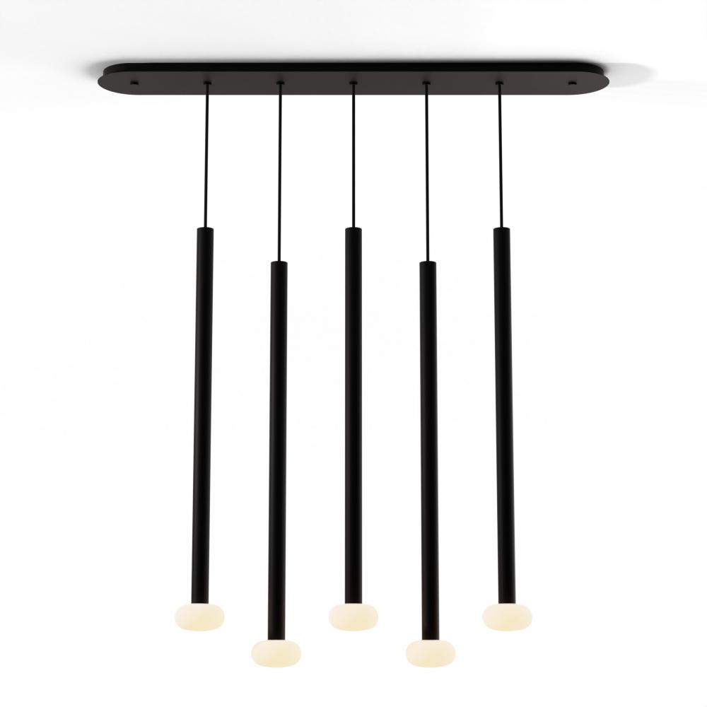 Combi Pendant 36" Linear 5 Combo Matte Black with Matte Black Canopy