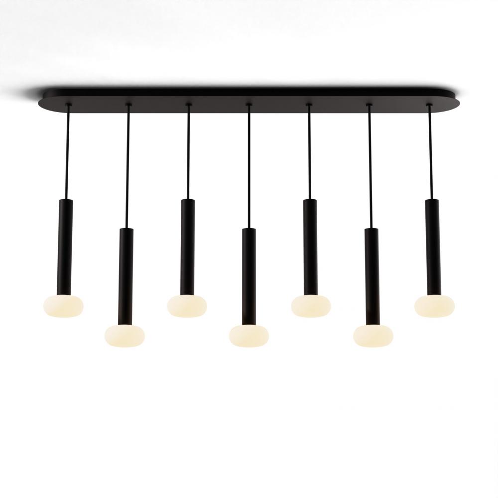 Combi Pendant 12" Linear 7 Combo Matte Black with Matte Black Canopy