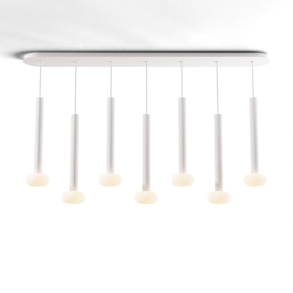 Combi Pendant 16" Linear 7 Combo Matte White with Matte White Canopy