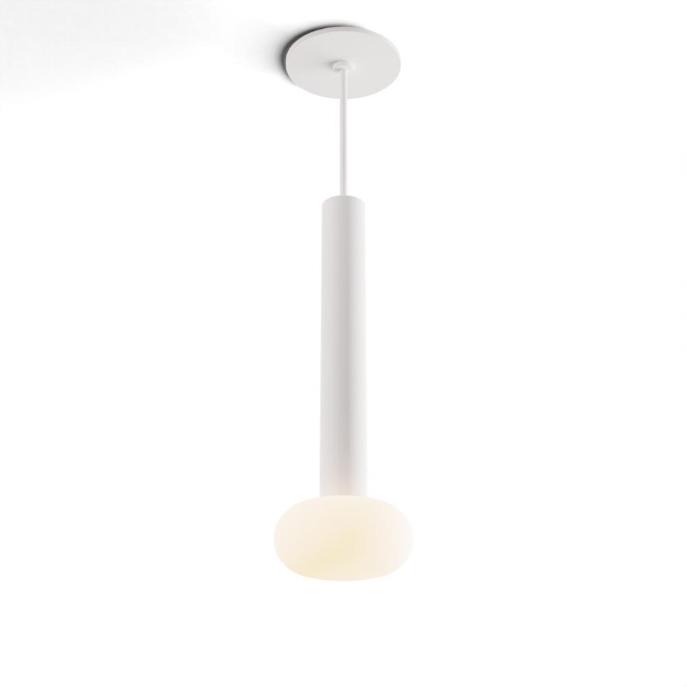 Combi Pendant 12" Single Unit Matte White with Matte White Canopy, Glass Ball attachment, Suspen