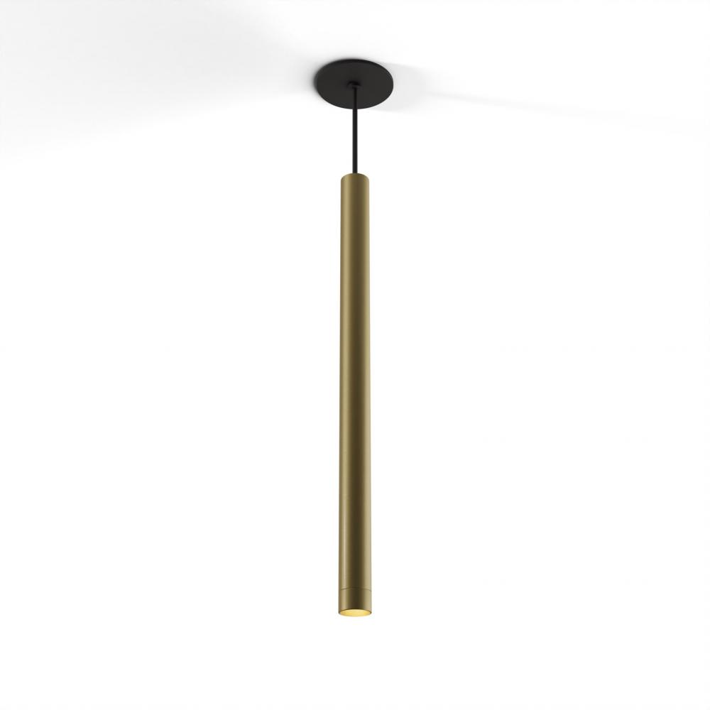 Combi Pendant 24" Single Unit Brass with Matte Black Canopy, Suspension / Flush Mount 2-in-1