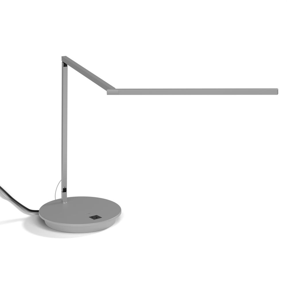 Z-Bar Desk Lamp Gen 4 (Daylight White Light; Silver) with 9" Power Base (USB and AC outlets)