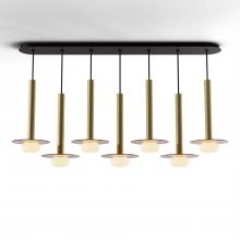 Koncept Inc CMP-L7-S-16-BRS+GTEA9+GLB - Combi Pendant 16" Linear 7 Combo Brass with Matte Black Canopy