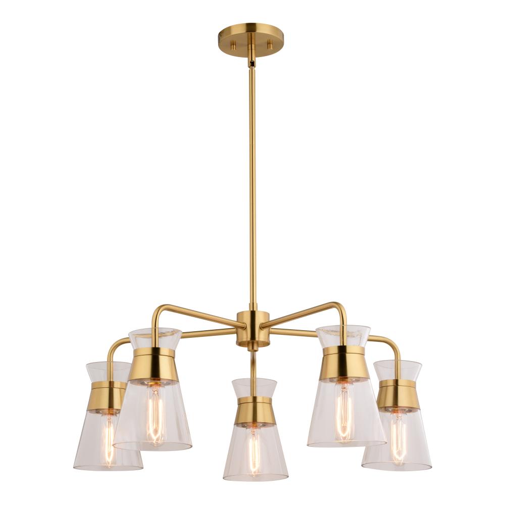 Harper 27-in. 5 Light Chandelier Natural Brass