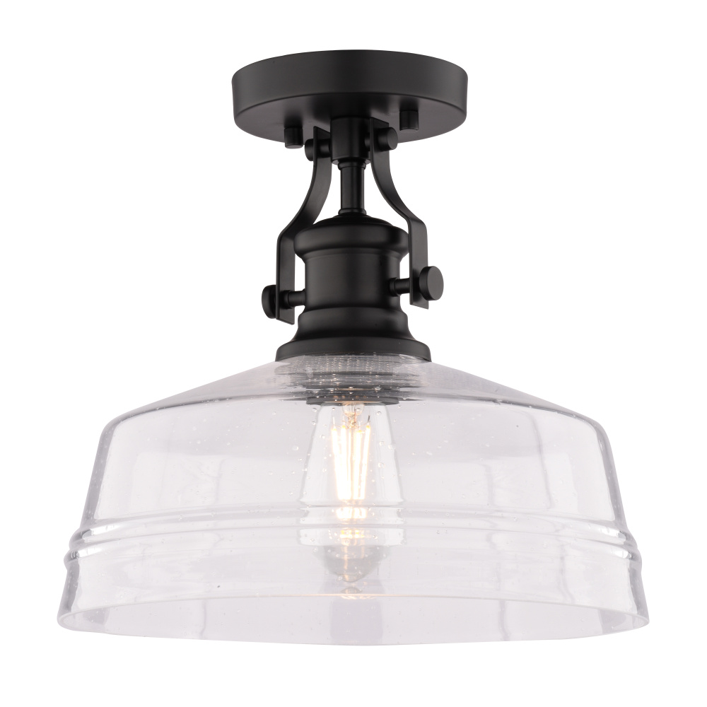 Beloit 12-in. W 1 Light Semi-Flush Mount Matte Black