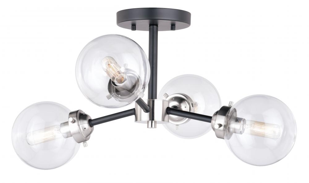 Orbit 20-in Semi Flush Ceiling Light Satin Nickel and Oil Rubbed Bronze