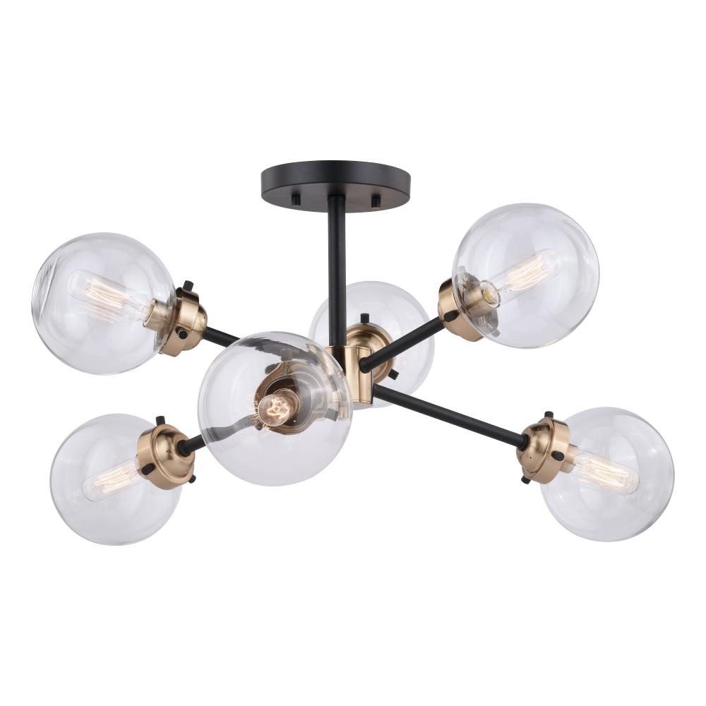 Orbit 25-in Semi Flush Ceiling Light Oil Rubbed Bronze and Muted Brass