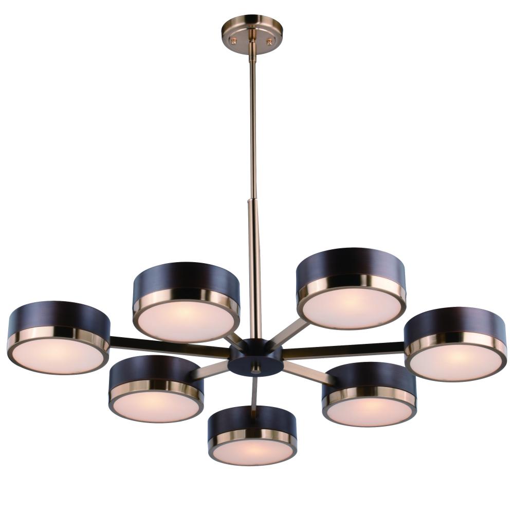 Madison 7L Chandelier Architectural Bronze and Natural Brass