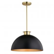 Vaxcel International P0412 - Devon 16-in. Pendant Matte Black and Satin Brass