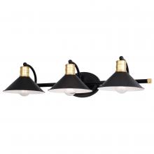 Vaxcel International W0436 - Akron 3 Light Vanity Matte Black and Natural Brass with Matte White