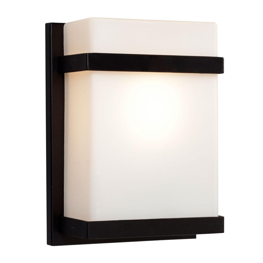 Wall Sconce - in Black finish with Satin White Glass (Suitable for Indoor or Outdoor Use)