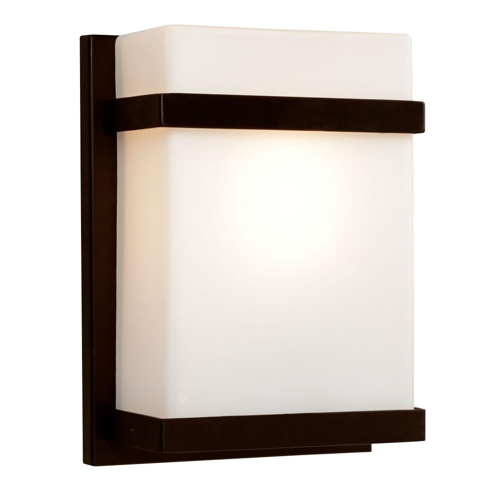 Wall Sconce - in Bronze finish with Satin White Glass (Suitable for Indoor or Outdoor Use)