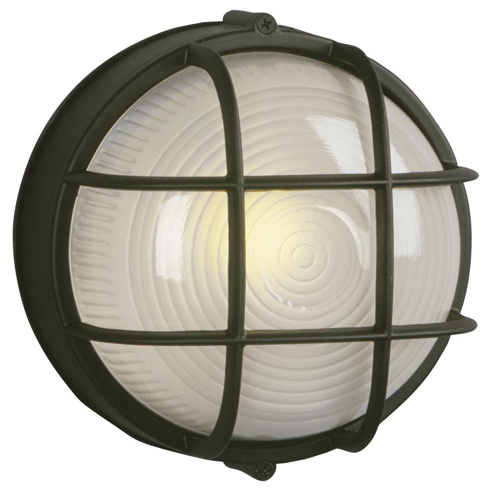 Cast Aluminum Marine Light with Guard - Black w/ Frosted Glass