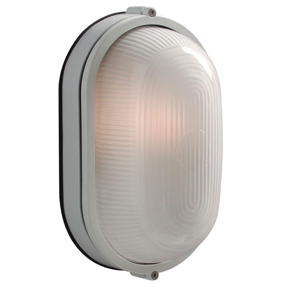 Outdoor Cast Aluminum Marine Light - in White finish with Frosted Glass (Wall or Ceiling Mount)