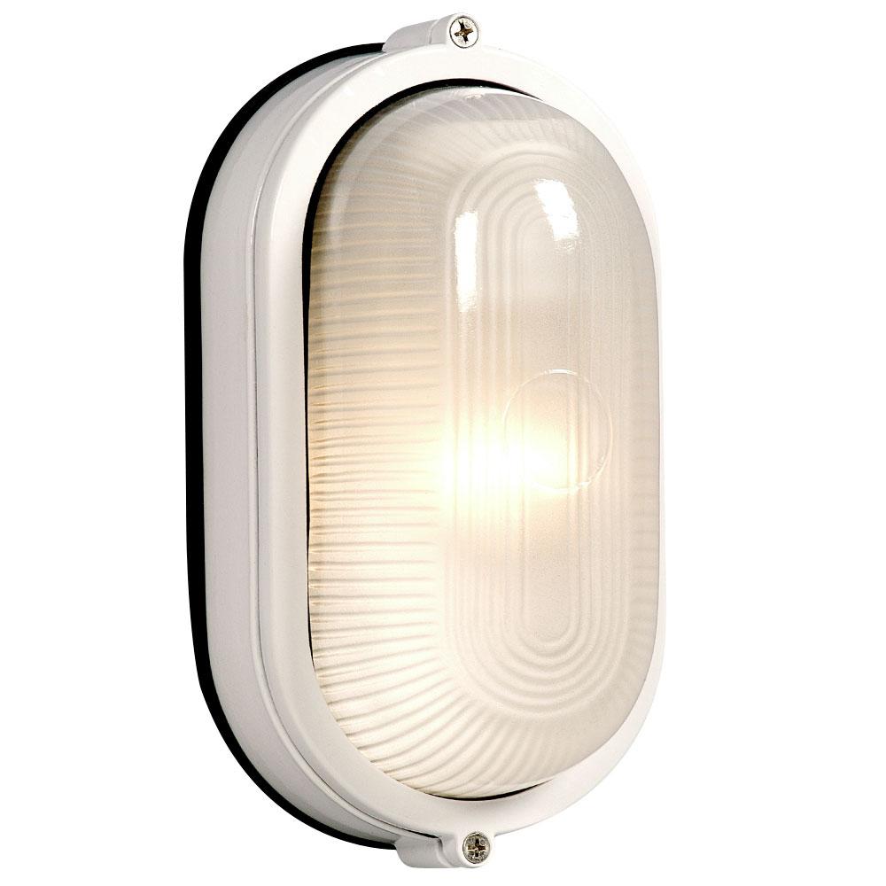 LED Outdoor Cast Aluminum Marine Light - in White finish with Frosted Glass (Wall or Ceiling Mount)