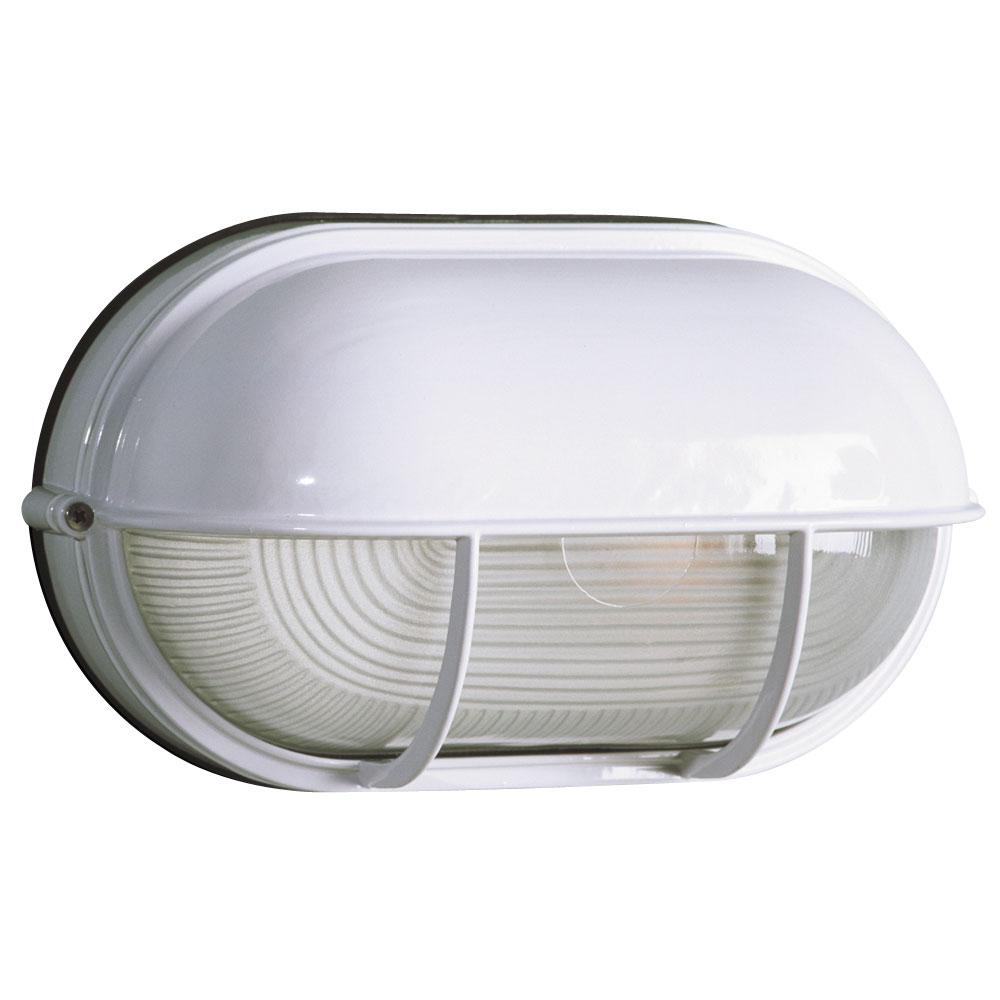 Outdoor Cast Aluminum Wall Mount Marine Light with Hood - in White finish with Frosted Glass