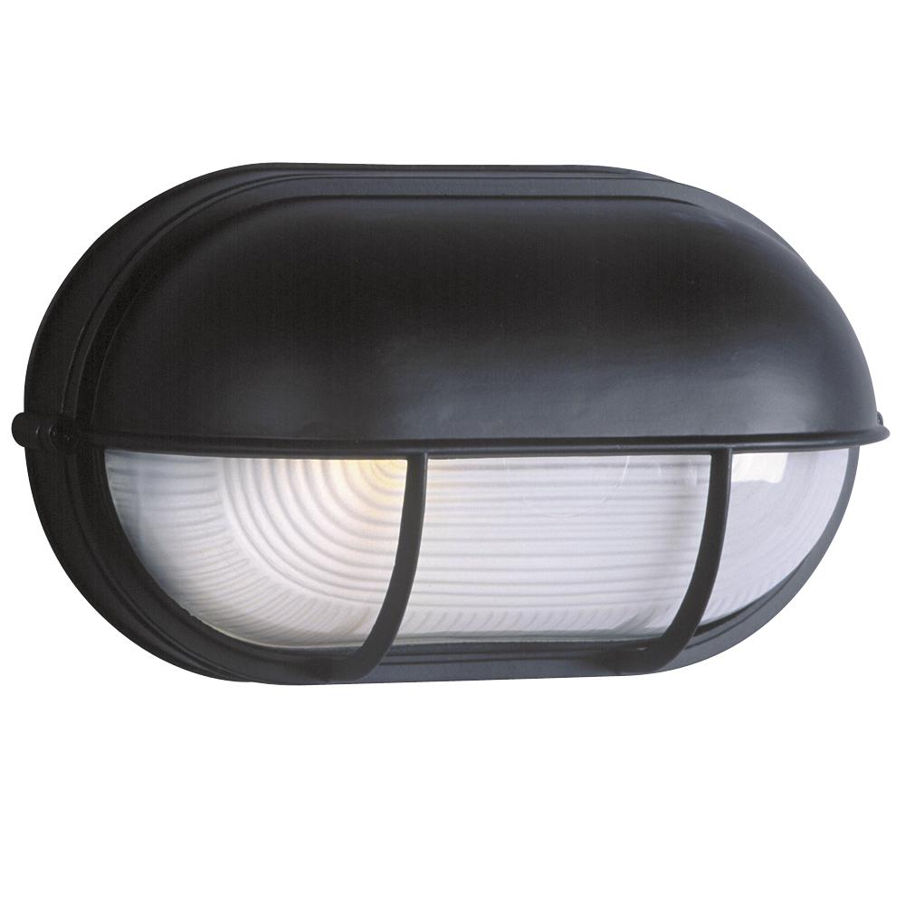 Cast Aluminum Marine Light with Hood - Black w/ Frosted Glass