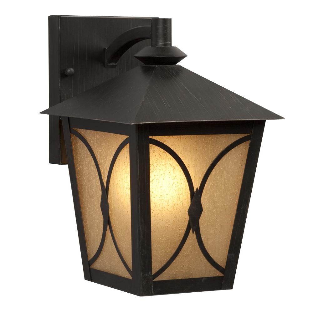 Outdoor Lantern - Oil Rubbed Bronze with Frosted Amber Seeded Glass