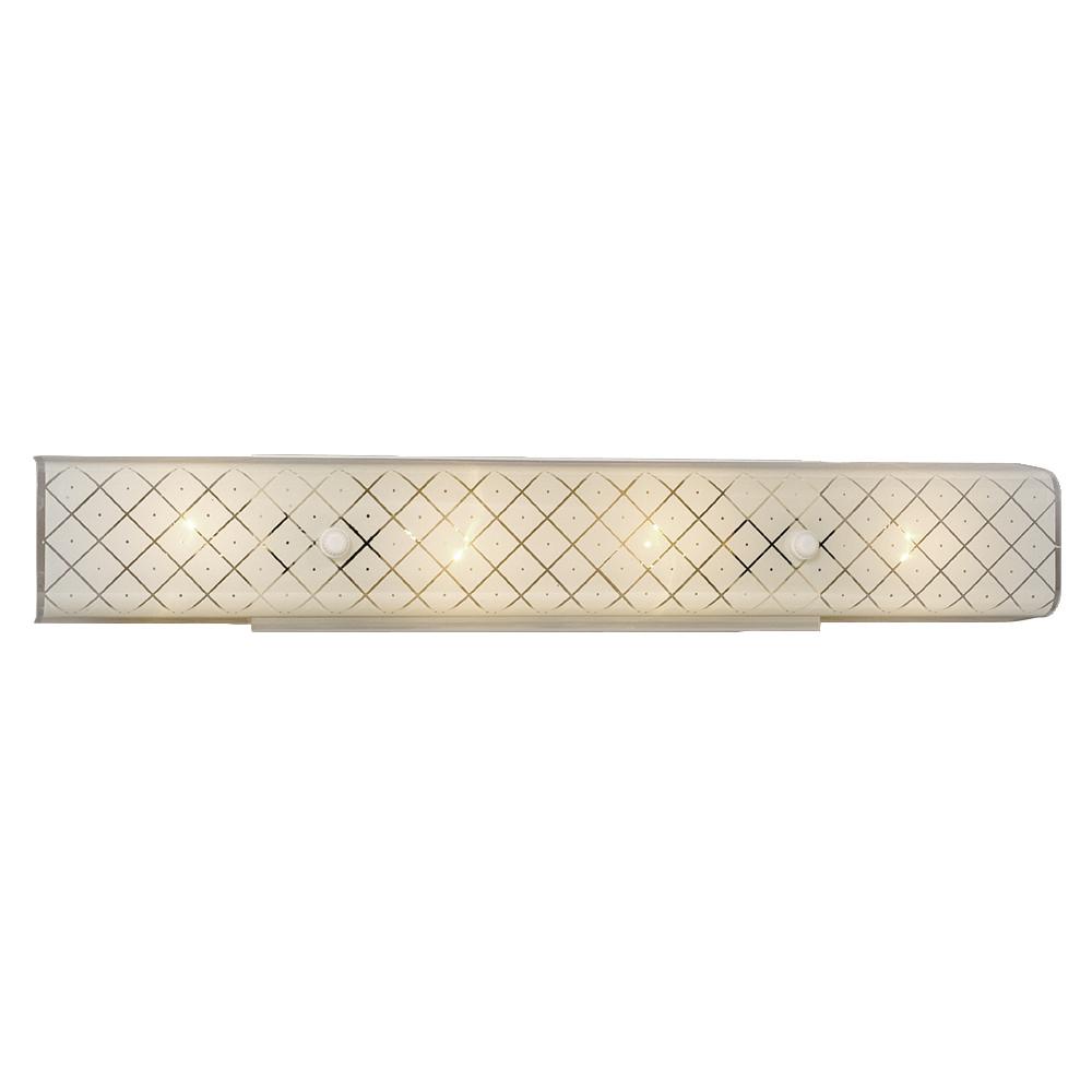 Vanity Light - U-channel with White Patterned Glass