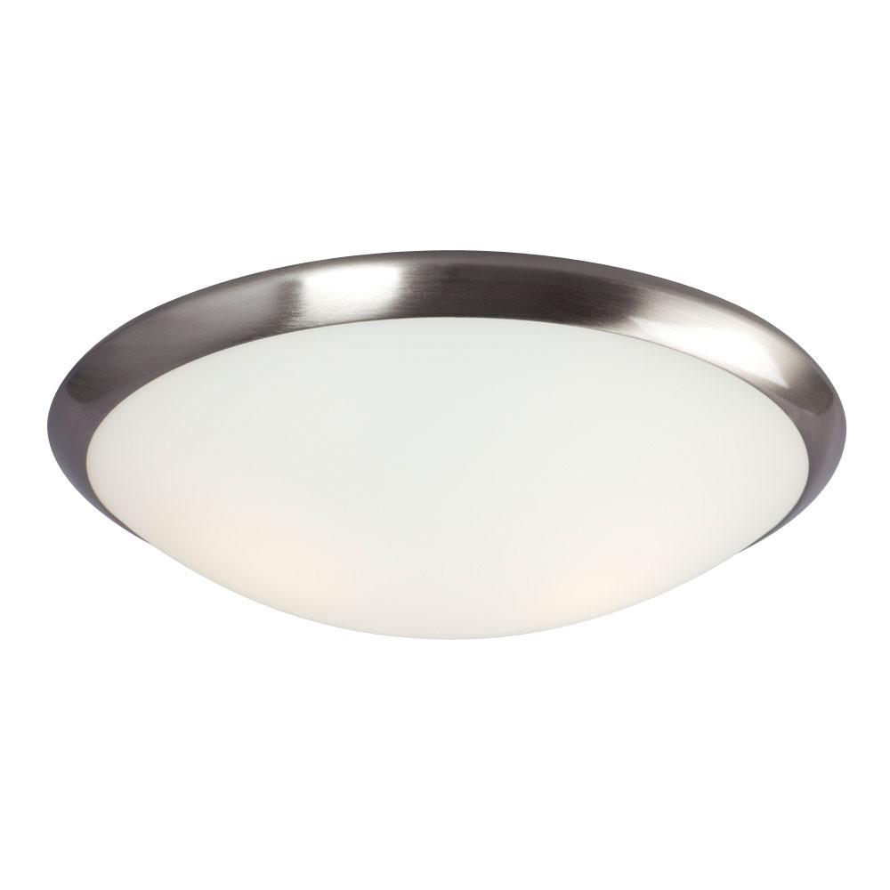 Flush Mount Ceiling Light - in Brushed Nickel finish with Satin White Glass