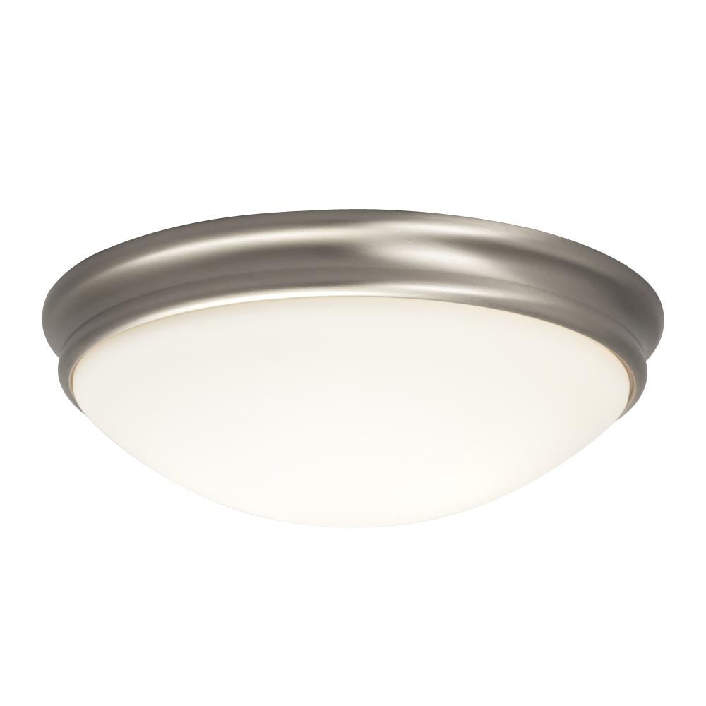 Flush Mount - Brushed Nickel with White Glass
