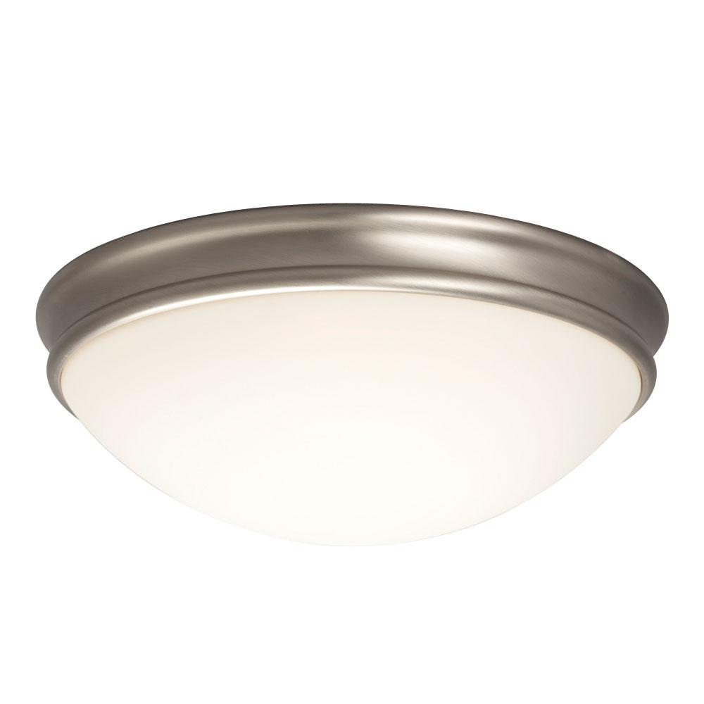 Flush Mount Ceiling Light - in Brushed Nickel finish with White Glass