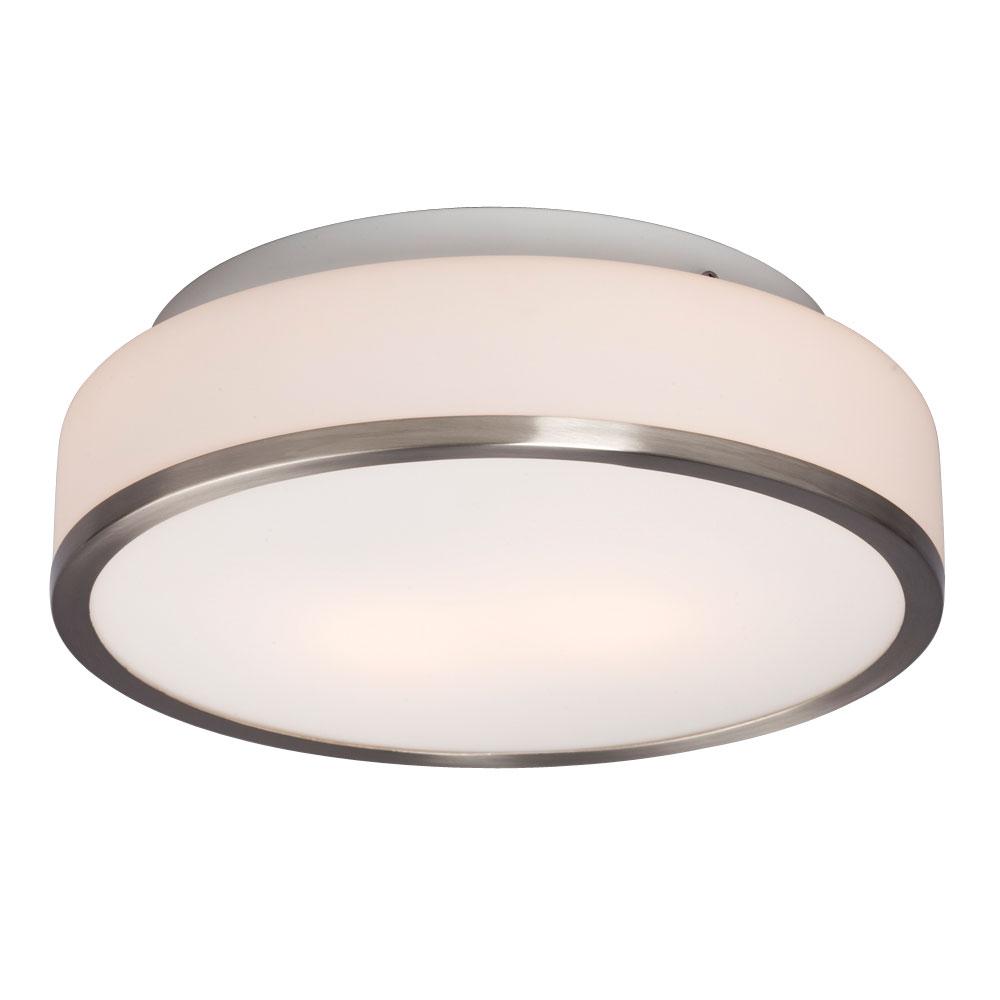 Flush Mount Ceiling Light - in Brushed Nickel finish with White Glass