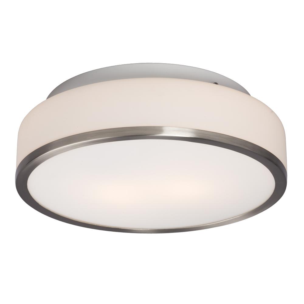 Flush Mount - Brushed Nickel with White Glass