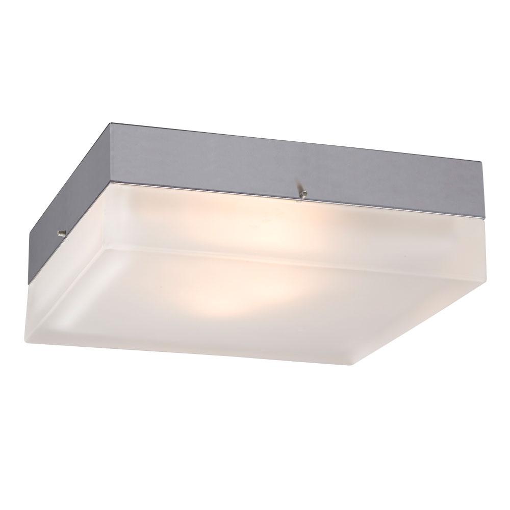 Square Flush Mount Ceiling Light - in Polished Chrome finish with Frosted Glass