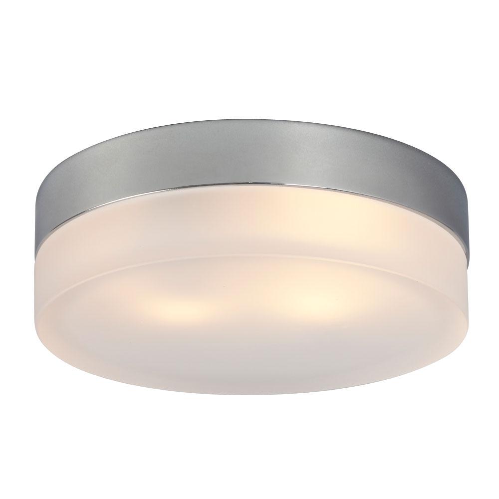 Flush Mount Ceiling Light - in Polished Chrome finish with Frosted Glass