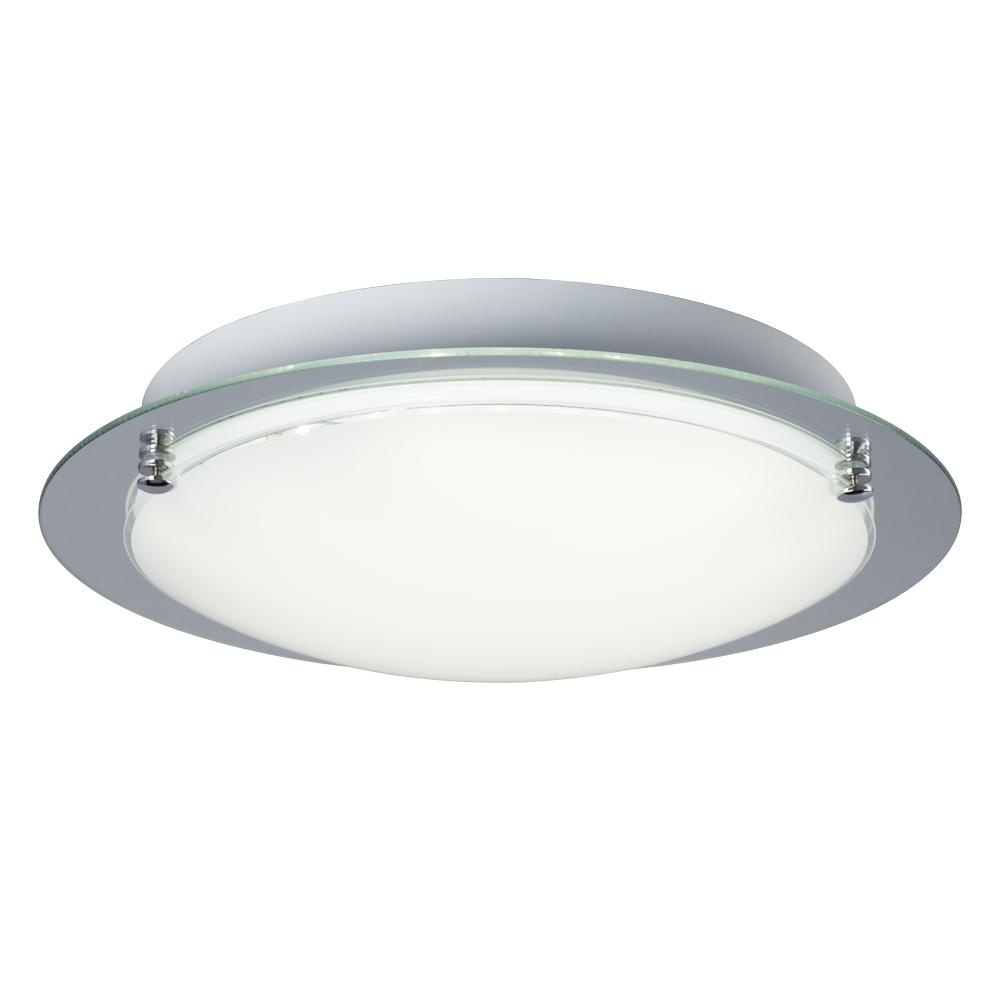 LED Flush Mount Ceiling Light - in Polished Chrome finish with White Glass