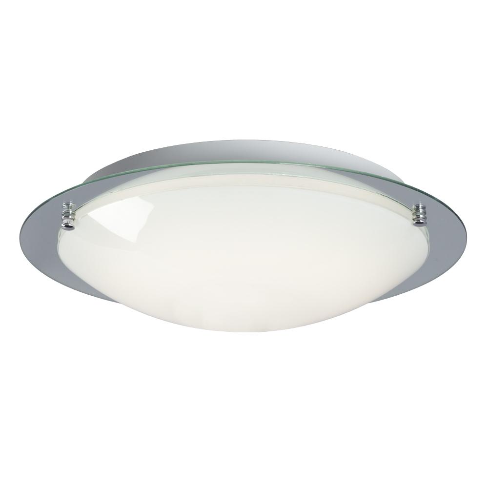 LED Flush Mount Ceiling Light - in Polished Chrome finish with White Glass