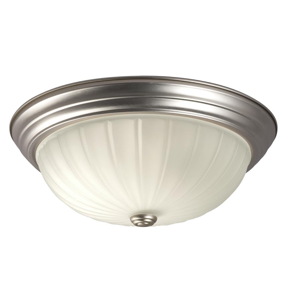 Flush Mount - Pewter w/ Frosted Melon Glass