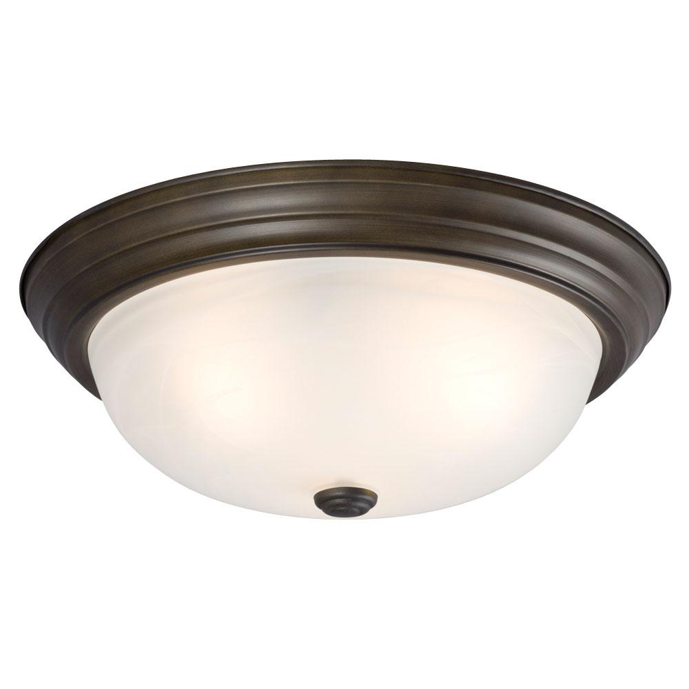 Flush Mount Ceiling Light - in Oil Rubbed Bronze finish with Marbled Glass